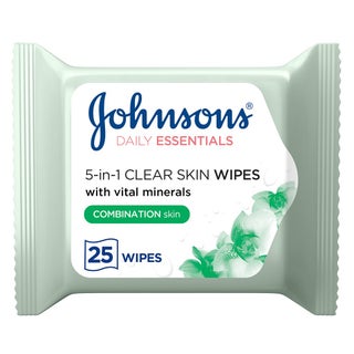 Johnson's Daily Essentials 5-in-1 Clear Skin Cleansing Makeup Remover Wipes For Combination Skin, Pack of 25's