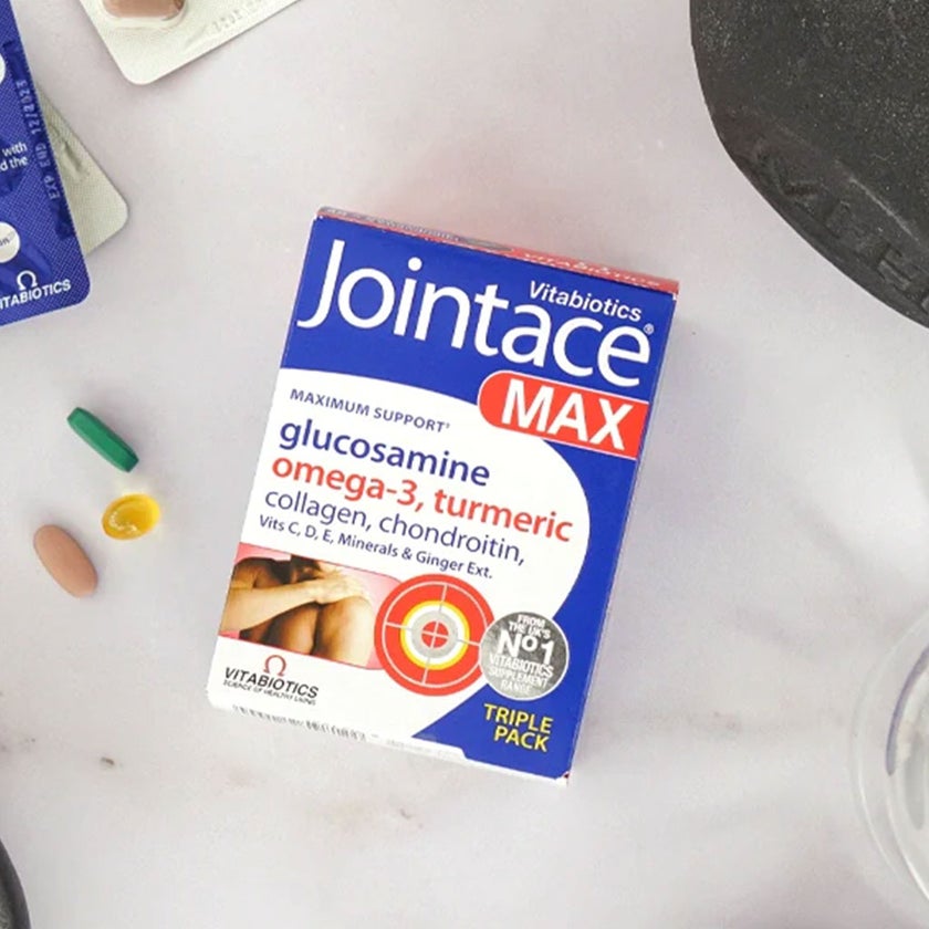 Vitabiotics Jointace Max For Healthy Bone & Cartilage, Triple Pack of Omega-3 Capsules 28's + Glucosamine, Turmeric & Chondroitin Tablets 28's + Collagen Tablets 28's