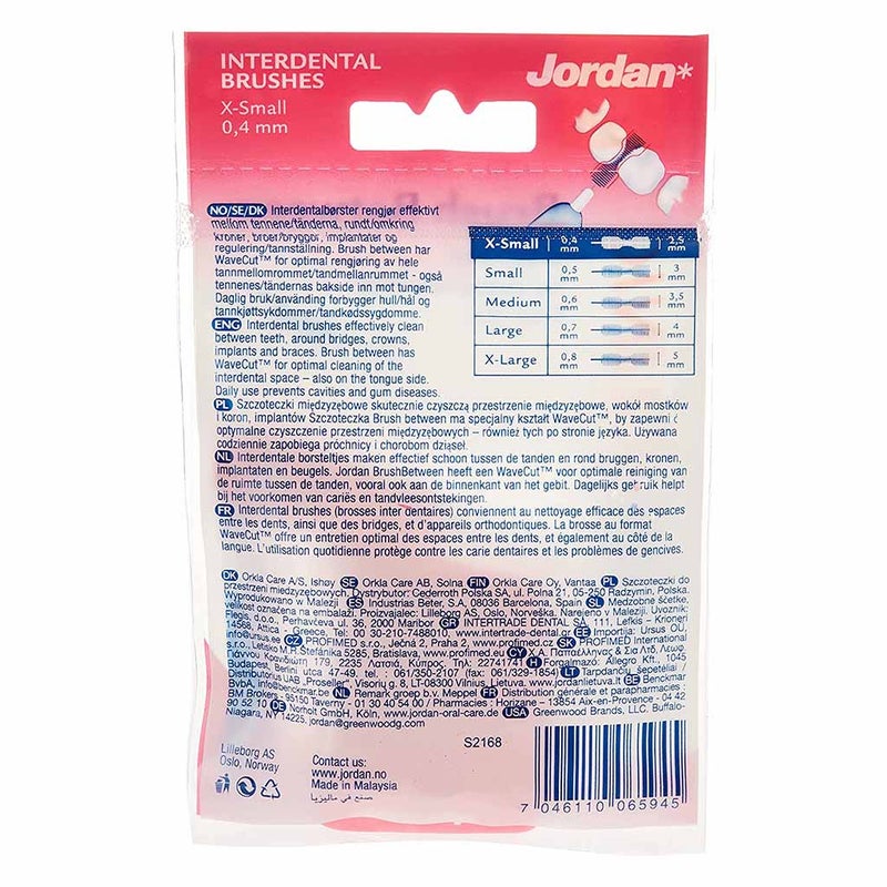 Jordan Clinic Brush Between Interdental Brushes For Gum Health, X-Small, Pack of 10's
