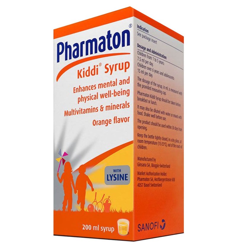 Pharmaton Kiddi Syrup with Multivitamins & minerals, Orange Flavor 200ml