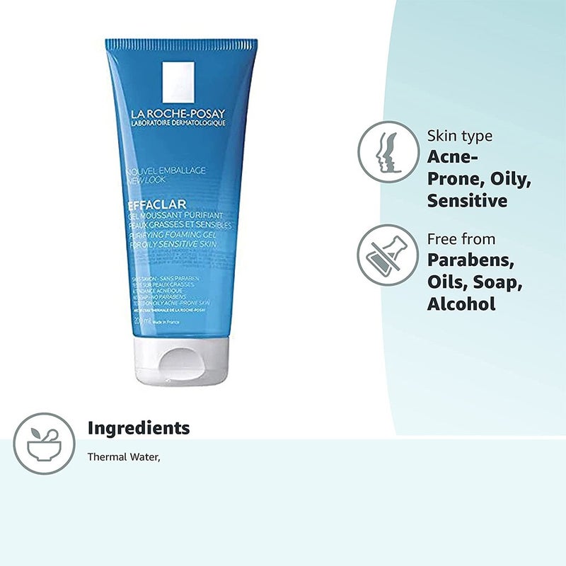 La Roche-Posay Effaclar Acne Foaming Cleansing Gel For Oily & Acne Prone Skin 200ml