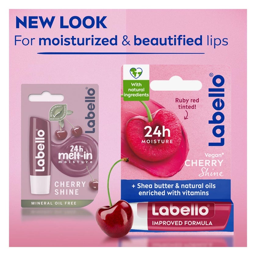 Labello 24H Moisture Cherry Shine Lip Balm 4.8g - Ruby Red Tint