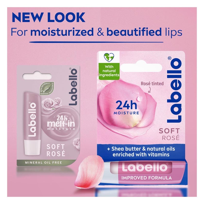Labello 24H Moisture Soft Rose Lip Balm 4.8g - Rose Tint