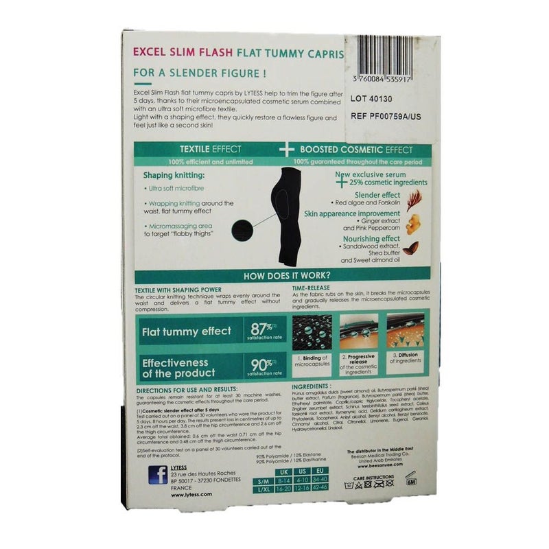 Lytess Excel Slim Flash Flat Tummy Capris Black L/XL PF00759A