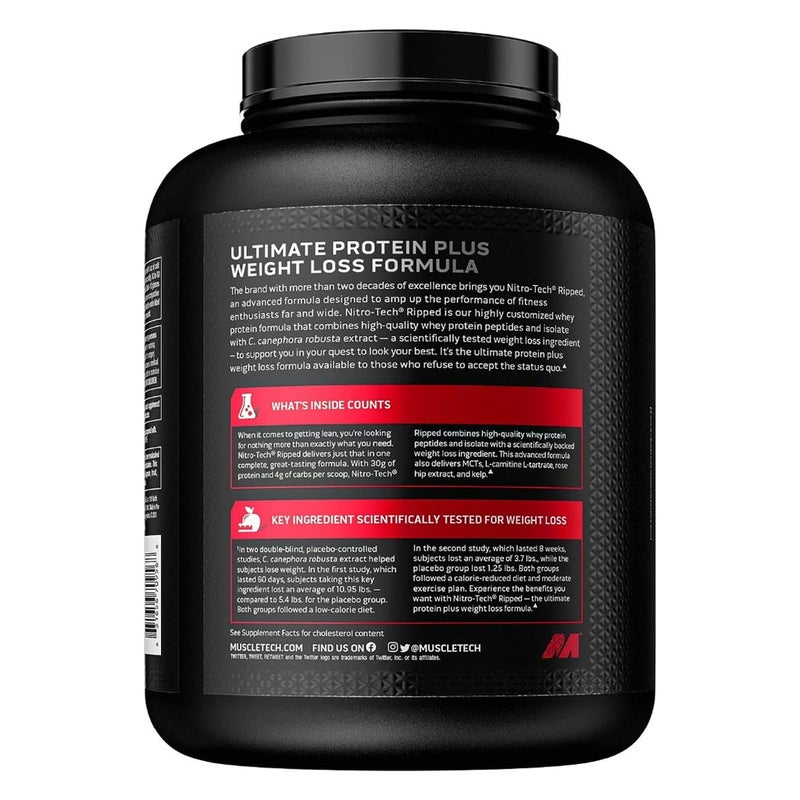 MuscleTech Nitro Tech Ripped Protein Powder 4lb - Vanilla 