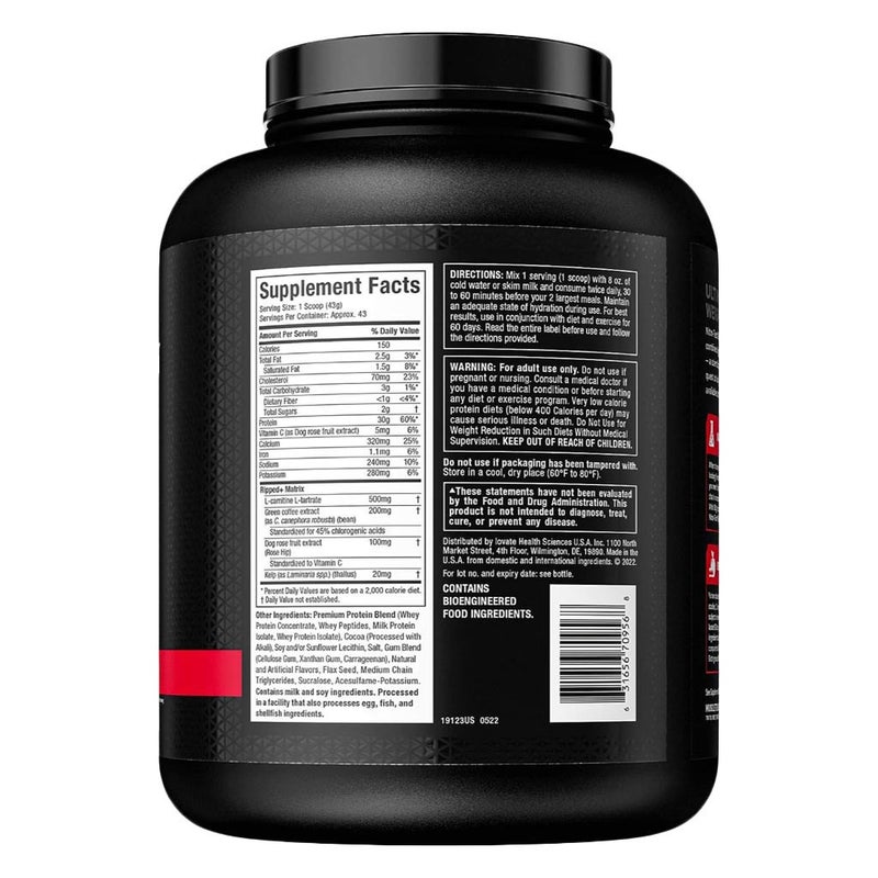 MuscleTech Nitro Tech Ripped Protein Powder 4lb - Vanilla 