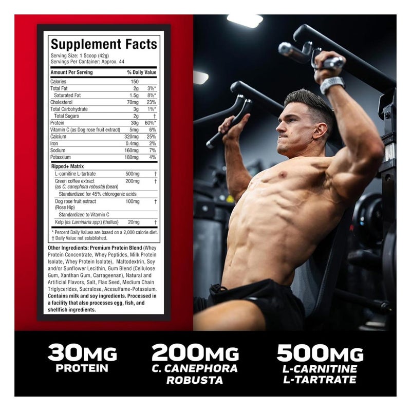 MuscleTech Nitro Tech Ripped Protein Powder 4lb - Vanilla 