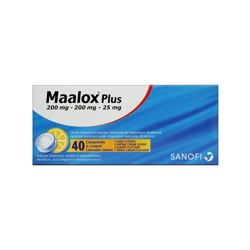 Maalox Plus Chewable Tablets For Indigestion And Heartburn Lemon Flavour, Pack of 40's