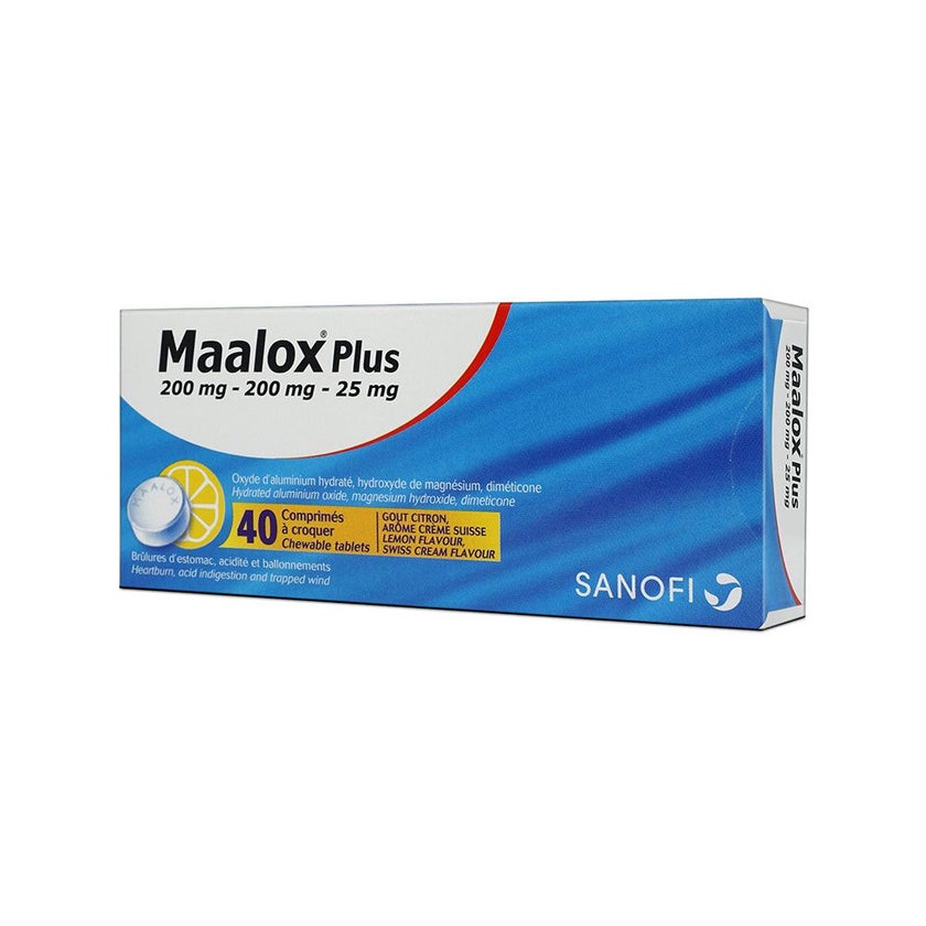 Maalox Plus Chewable Tablets For Indigestion And Heartburn Lemon Flavour, Pack of 40's