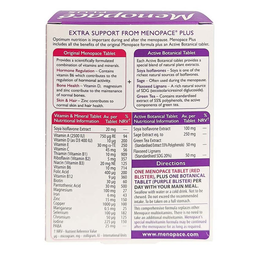 Vitabiotics Menopace Plus During & After Menopause Support Tablets, Pack of 56's