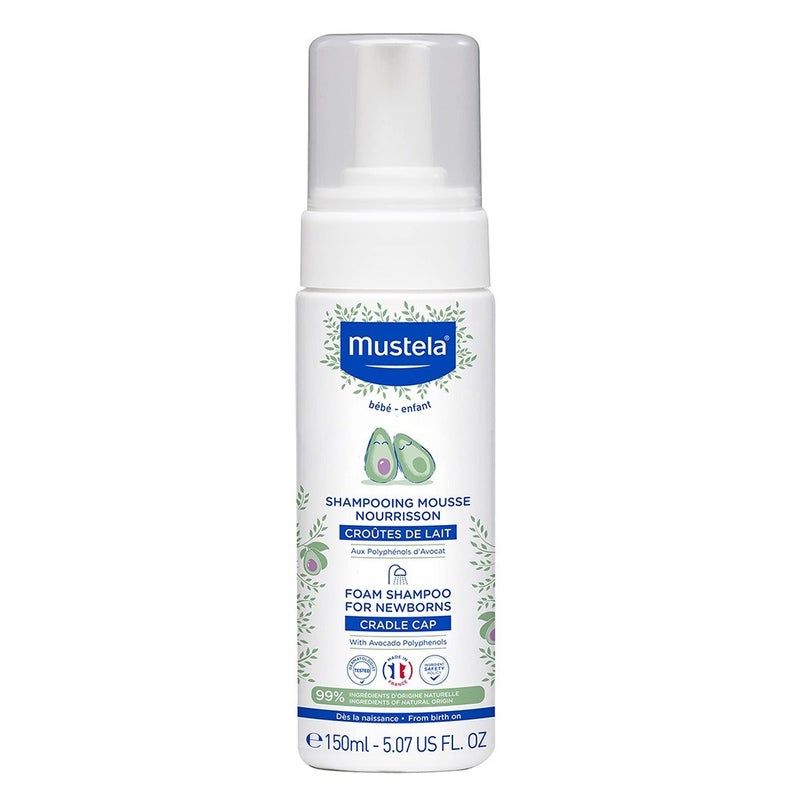 Mustela Baby Cradle Cap Foam Shampoo For Newborn, Tear-Free & Fragrance-Free 150ml