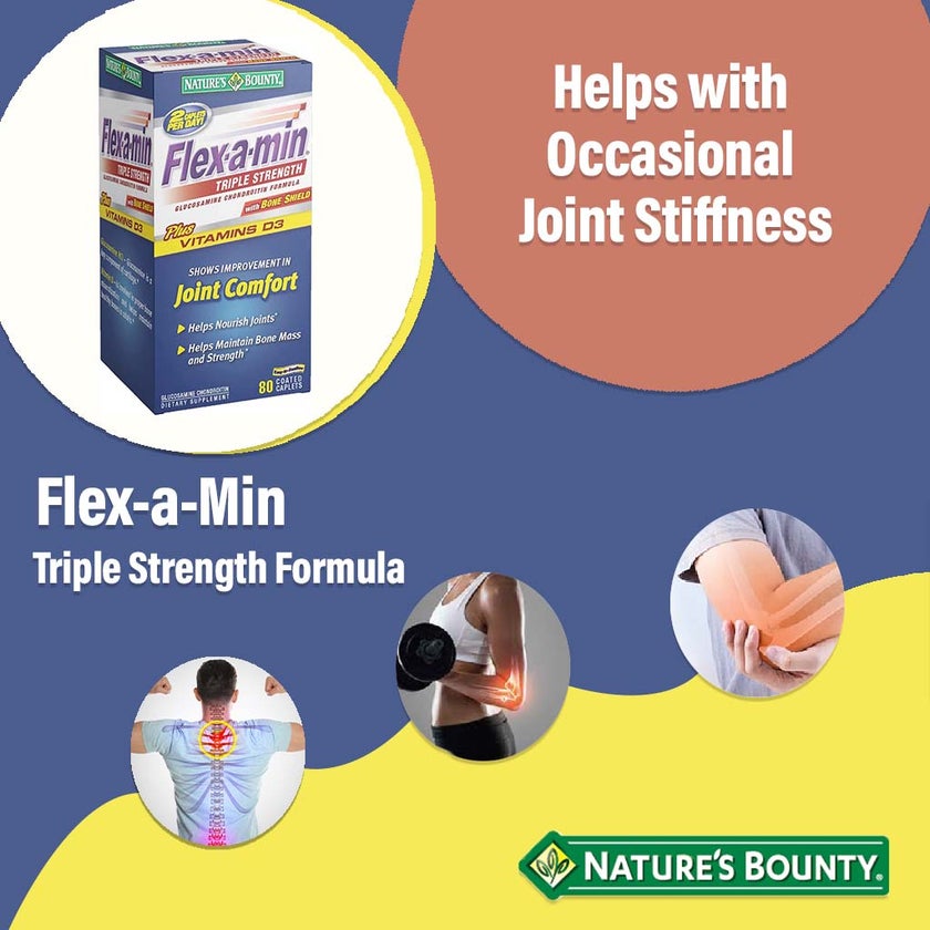 Nature's Bounty Flex-a-Min Triple Strength Caplets, Pack of 80's