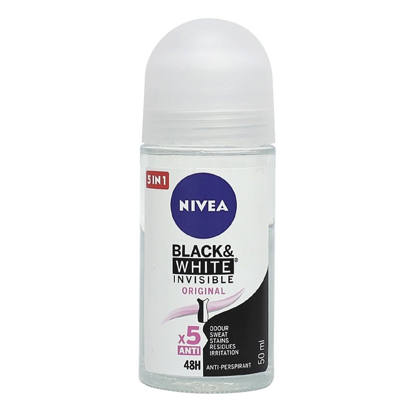 Nivea Black & White Invisible 72H Active Antiperspirant Roll-On For Women 50ml