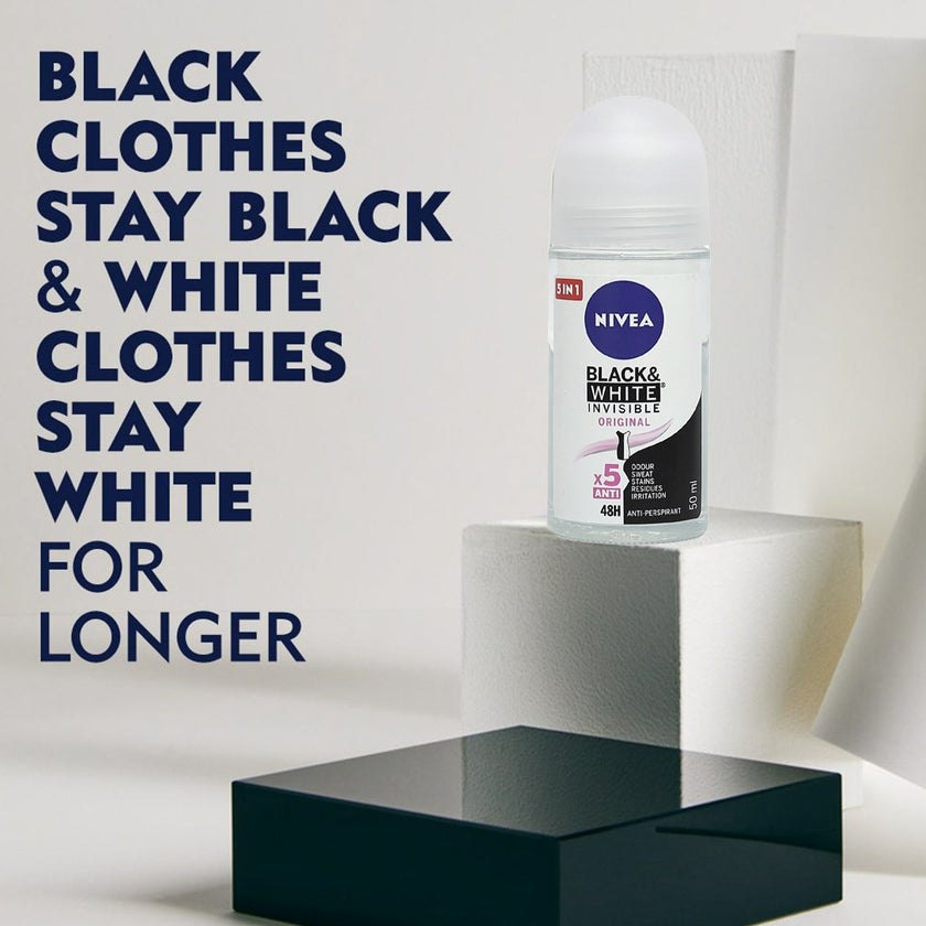 Nivea Black & White Invisible 72H Active Antiperspirant Roll-On For Women 50ml