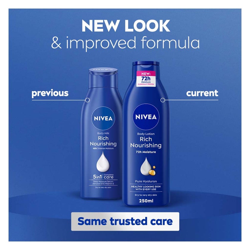 Nivea Rich Nourishing 72H Moisture Body Lotion For Dry To Very Dry Skin 250ml