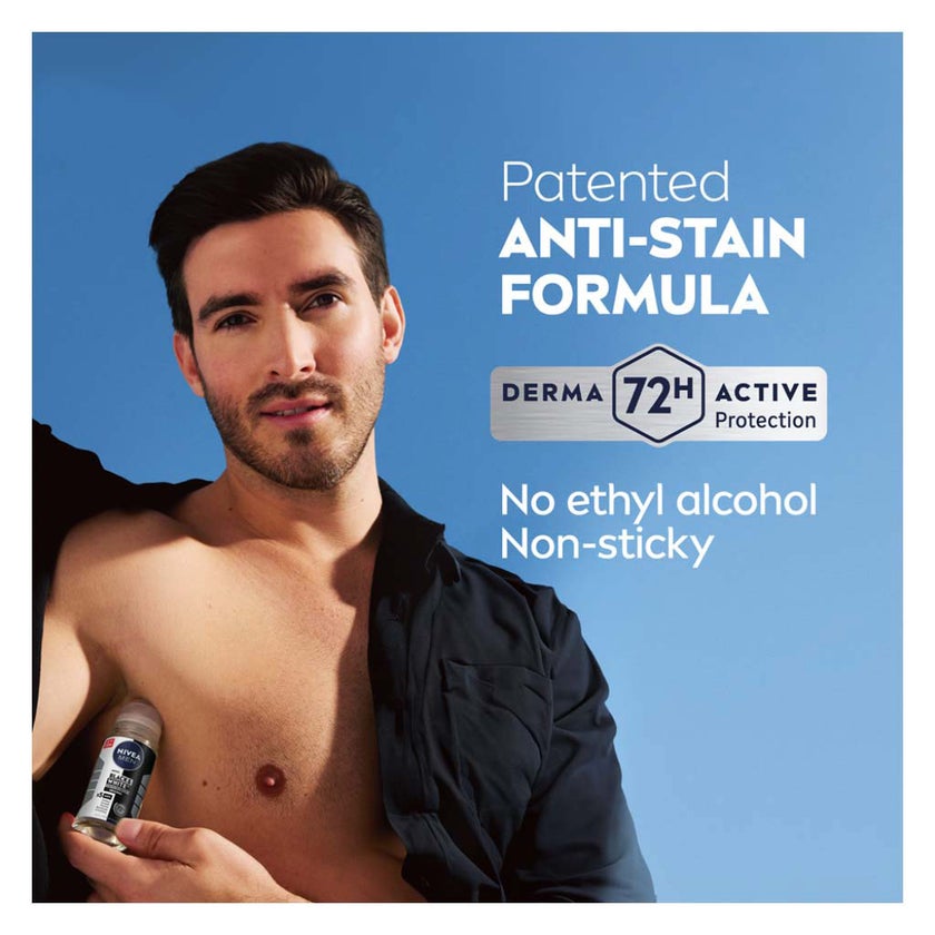 Nivea Men Black & White Invisible 72H Active Antiperspirant Deo Roll On 50ml
