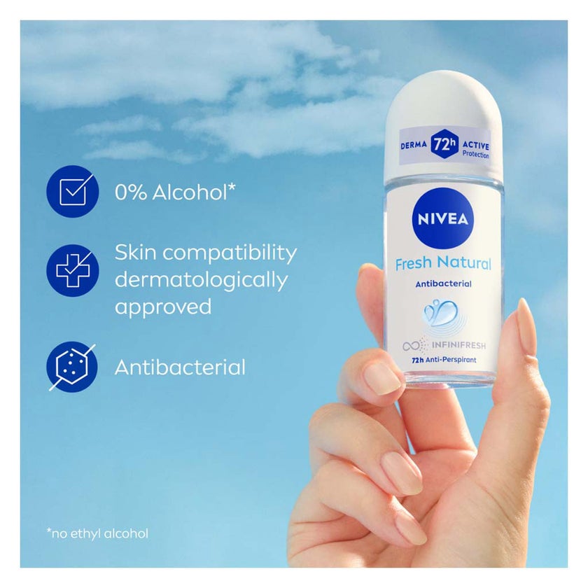 Nivea Fresh Natural Antibacterial 72H Active Roll On For Women 50ml
