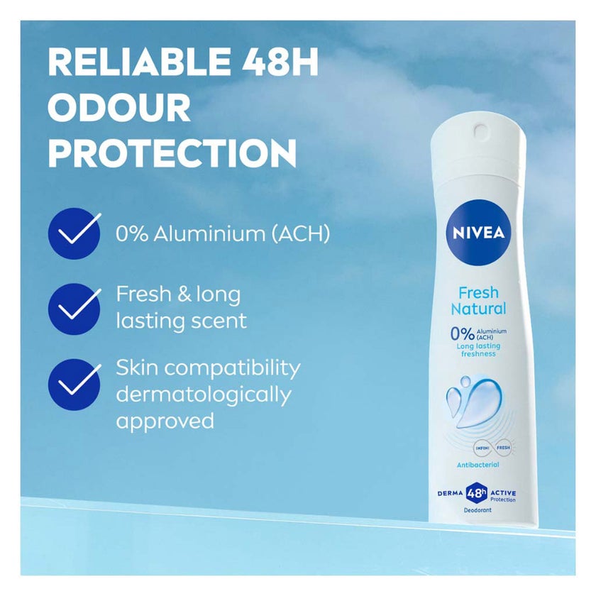 Nivea Fresh Natural Antibacterial 48H Antiperspirant Spray For Women 150ml