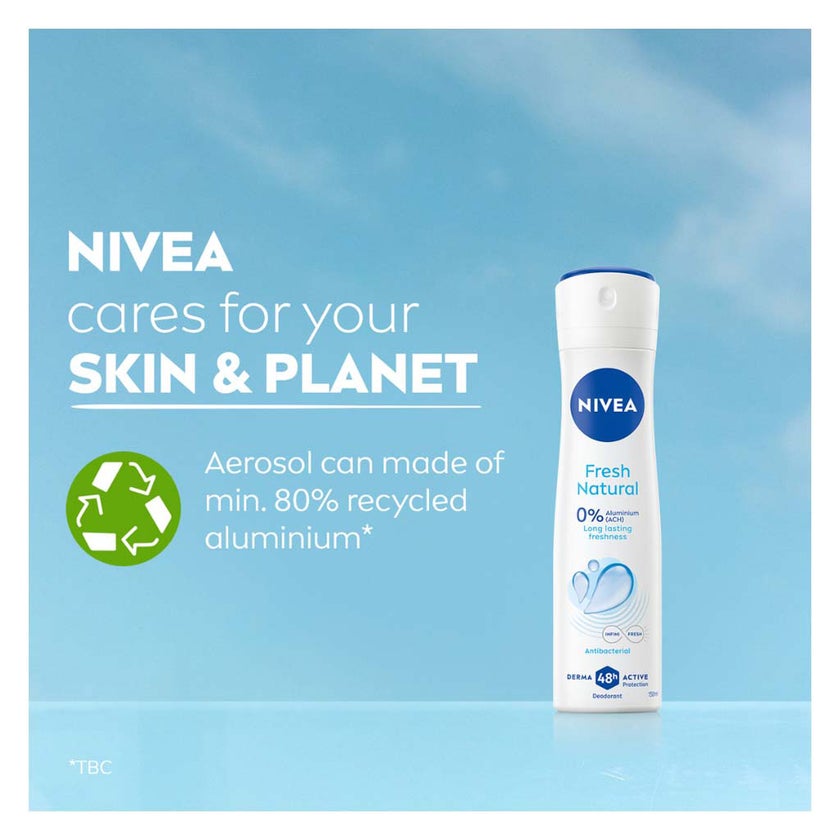 Nivea Fresh Natural Antibacterial 48H Antiperspirant Spray For Women 150ml