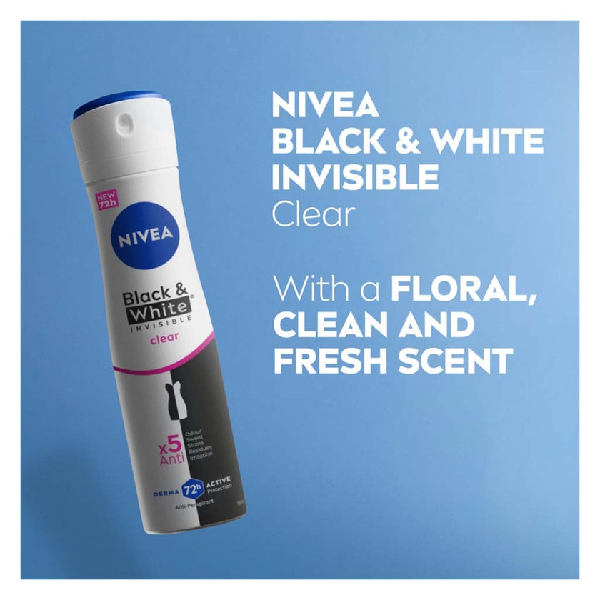 Nivea Black & White Invisible Antiperspirant Clear Spray for Women 150ml