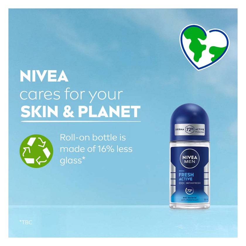 Nivea Men Fresh Active Infinifresh 72H Antibacterial Deo Roll On 50ml