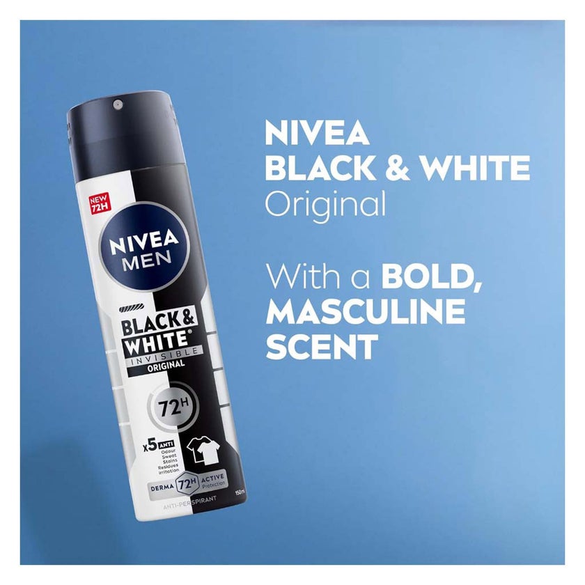 Nivea Men Black & White Invisible 72H Original Deodorant Spray 150ml