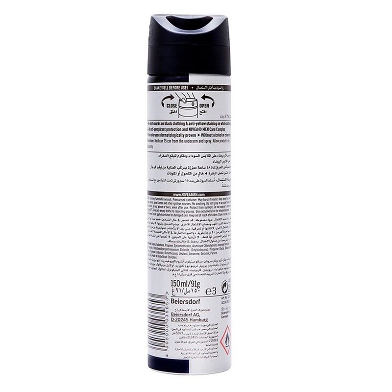 Nivea Men Invisible for Black and White Deodorant Spray 150 mL