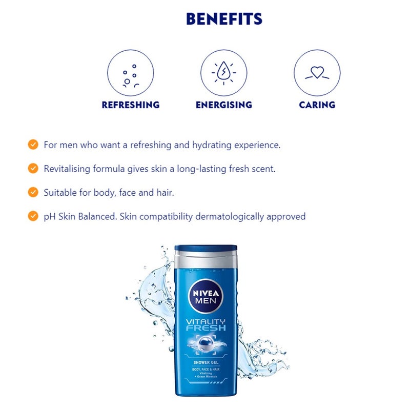 Nivea Men Vitality Fresh Shower Gel 250 mL