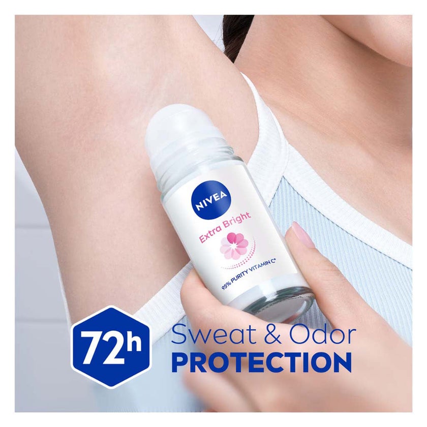Nivea Extra Bright Radiant & Smooth 72H Active Deodorant Roll On For Women 50ml