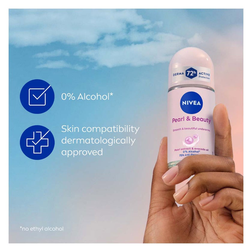 Nivea Pearl & Beauty 72H Active Antiperspirant Deodorant Roll On For Women 50ml