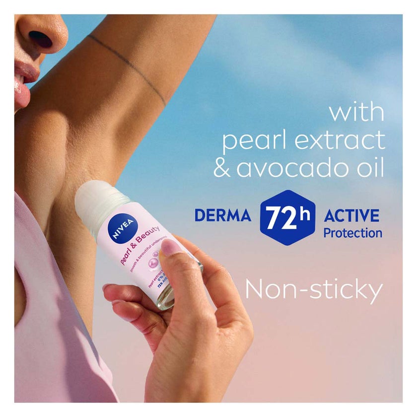 Nivea Pearl & Beauty 72H Active Antiperspirant Deodorant Roll On For Women 50ml