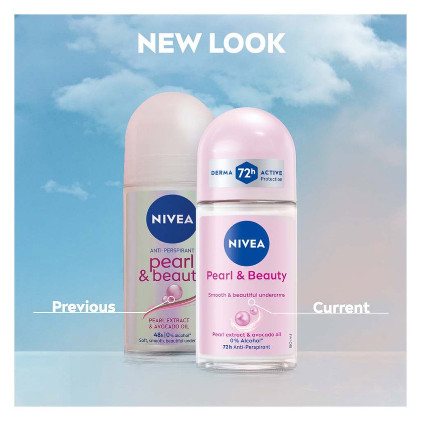 Nivea Pearl & Beauty 72H Active Antiperspirant Deodorant Roll On For Women 50ml
