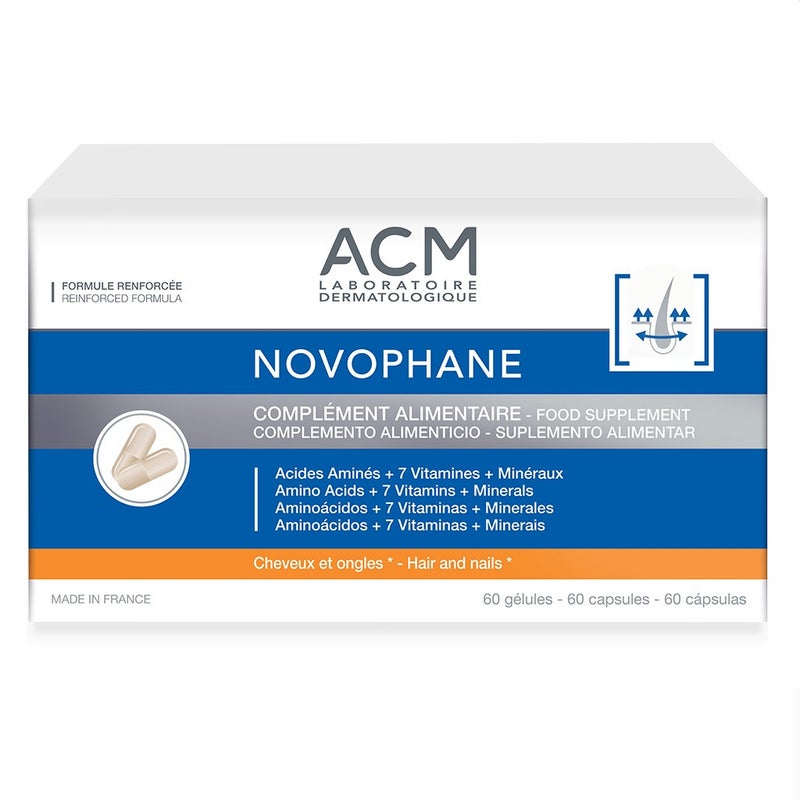 ACM Novophane Capsules, Food Supplement For Hair & Nail Growth, Pack of 60's