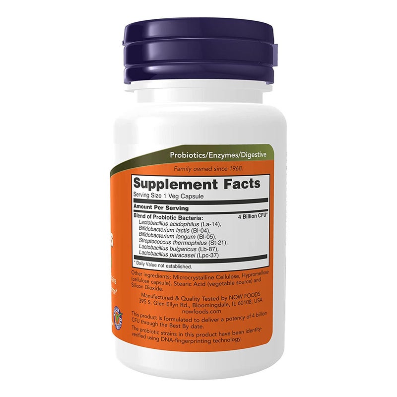 Now Acidophilus 4 x 6 Probiotic Capsules For Healthy Intestinal Flora, Pack of 60's
