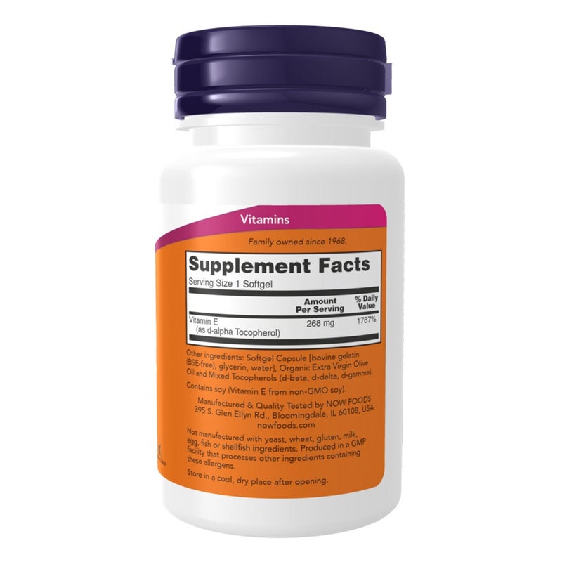 Now E-400 Vitamin E 400IU Antioxidant Softgel For Immune & Heart Support, Pack of 50's