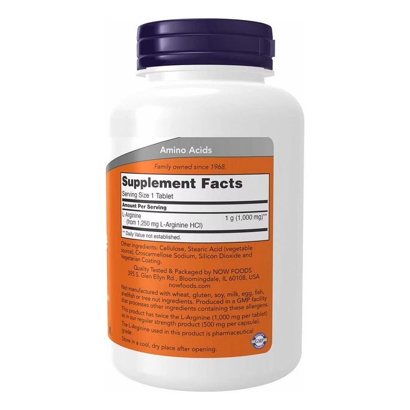 Now Double Strength L- Arginine 1000mg Tablets For Vascular Support, Pack of 120's