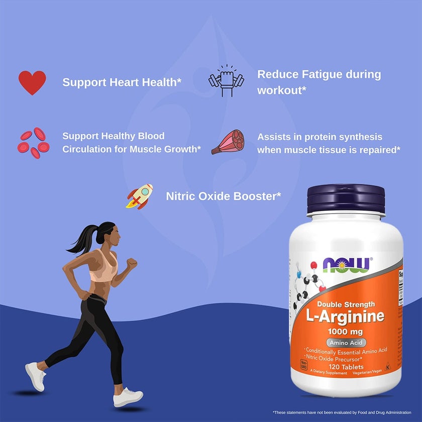 Now Double Strength L-Arginine 1000mg Tablets, Pack of 120's