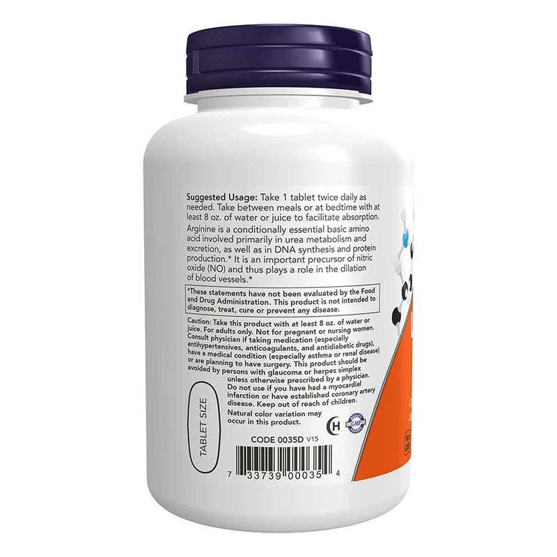 Now Double Strength L- Arginine 1000mg Tablets For Vascular Support, Pack of 120's