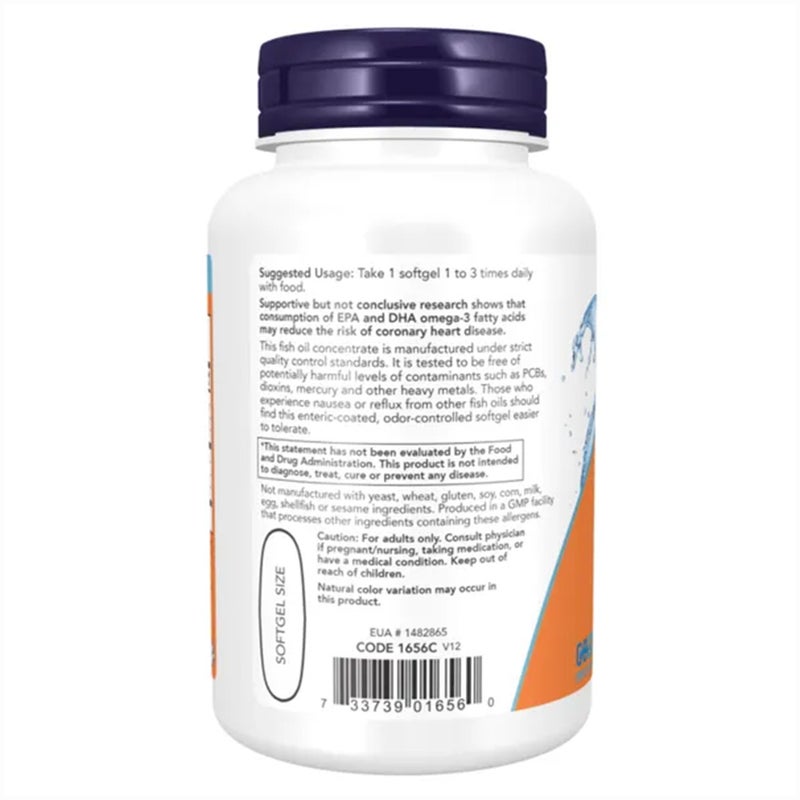 Now Omega 3 1000mg Fish Oil Supplement Softgels, Pack of 90's