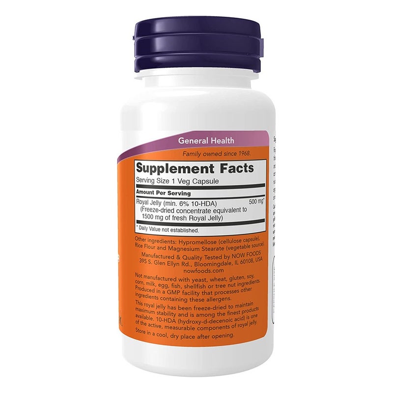 Now Royal Jelly 1500mg Capsules For Overall Health & Wellness, Pack of 60's