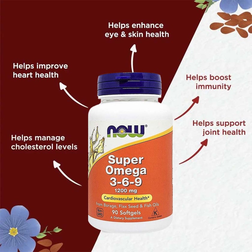 Now Super Omega 3-6-9 Fish Oil Softgels, Pack of 90's