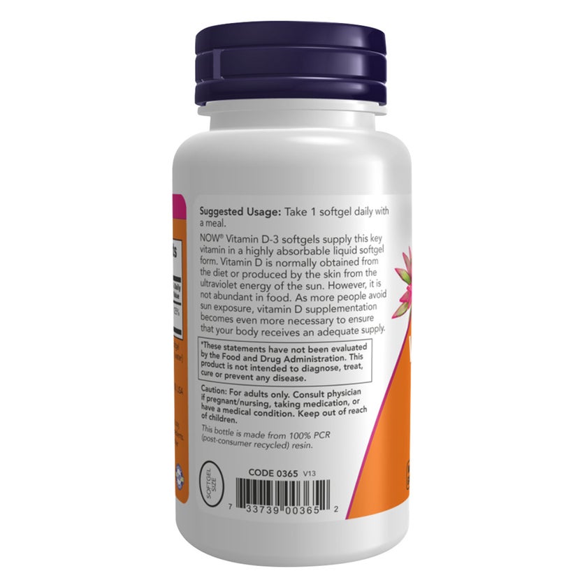 Now High Potency Vitamin D3 1000IU Softgels, Pack of 180’s