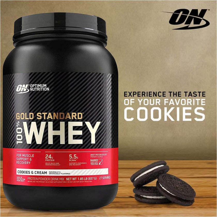 Optimum Nutrition Gold Standard 100% Whey Cookies & Cream Protein Powder 27 Servings