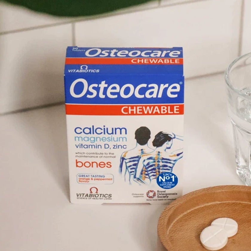 Vitabiotics Osteocare Chewable Calcium Tablets, Orange & Peppermint Flavored, For Healthy Bones, Pack of 30’s