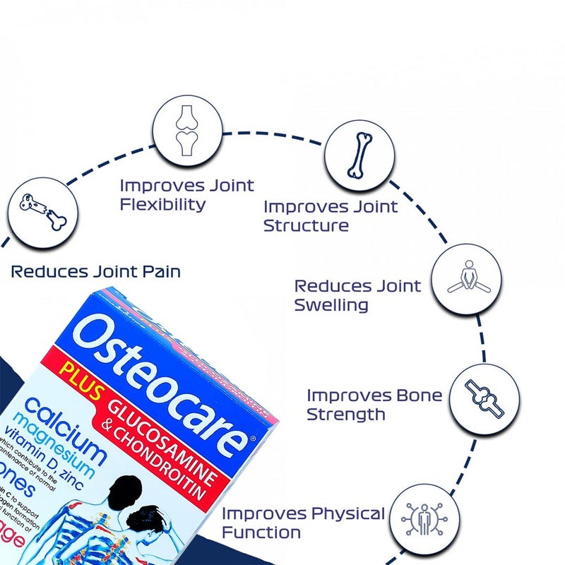 Vitabiotics Osteocare Plus Calcium Supplement Tablets With Glucosamine And Chondroitin, Pack of 60's