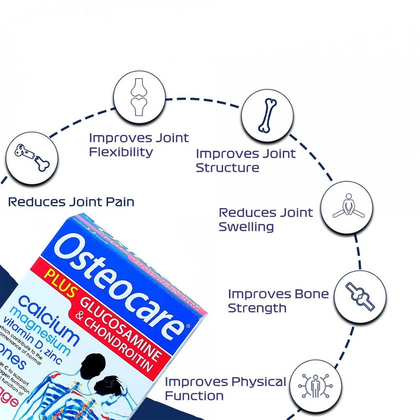 Vitabiotics Osteocare Plus Calcium Supplement Tablets With Glucosamine And Chondroitin, Pack of 60's