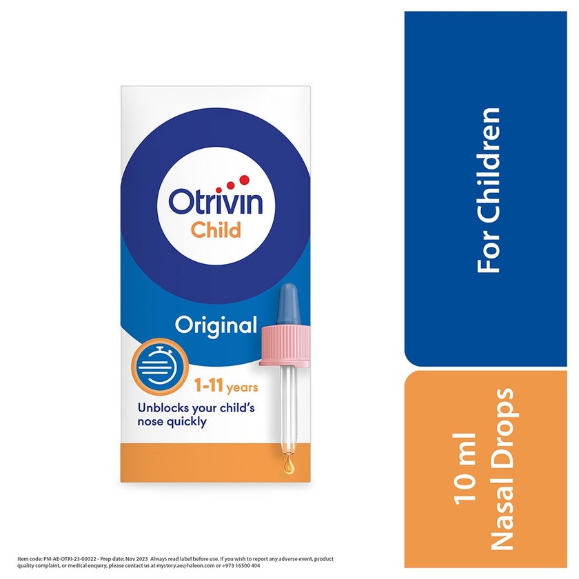 Otrivin Original 0.05% Children's Nasal Drops For Blocked Nose 10ml