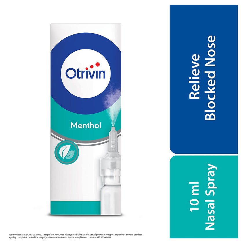 Otrivin Menthol 0.1% Adult Nasal Spray For Blocked Nose 10ml