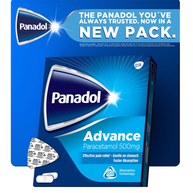 Panadol Advance Paracetamol 500mg Tablets For Fever And Pain Relief, Pack of 24's