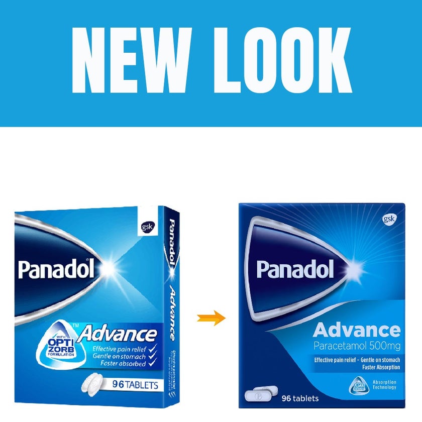 Panadol Advance Paracetamol 500mg Tablets For Fever And Pain Relief, Pack of 96's